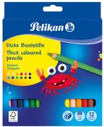 Pelikan Dreikant-Buntstifte Jumbo, 12er Kartonetui dreieckig, Minenstärke: 5,0 mm, farbig lackiert in - 1 Stück (700160)