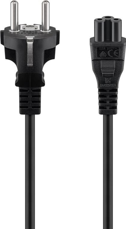 Goobay Netzanschlusskabel (Schutzkontakt); 1 m, Schwarz (57846)