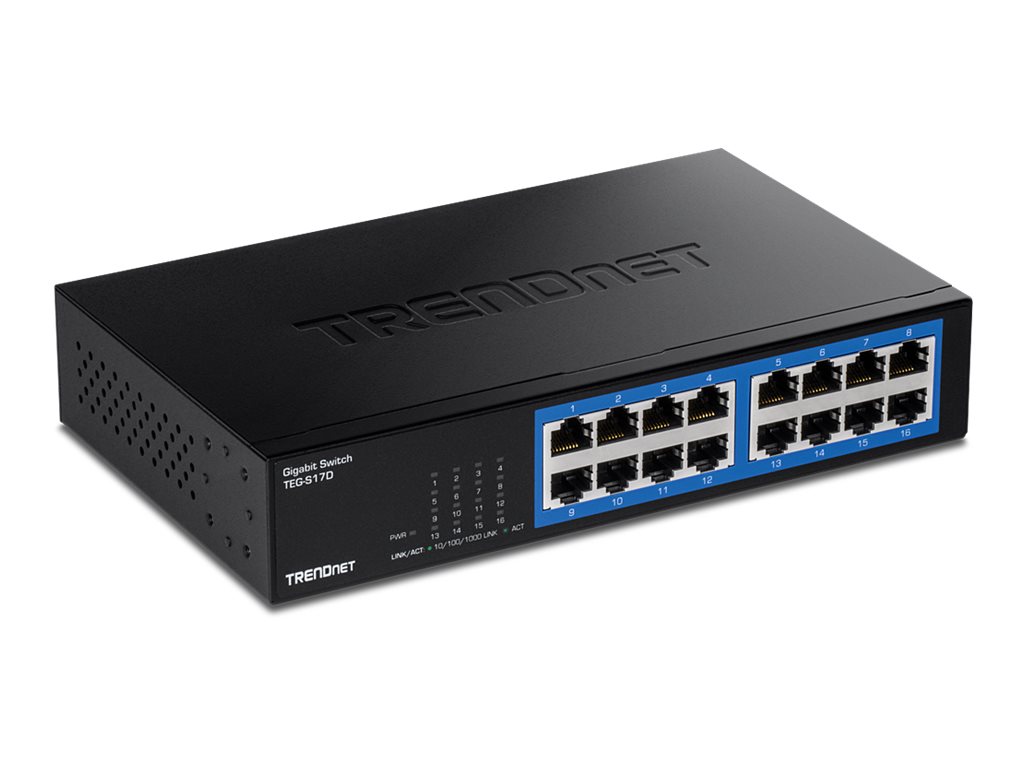 TRENDnet TEG-S17D Gigabit Ethernet Switch 16 Ports Schwarz
