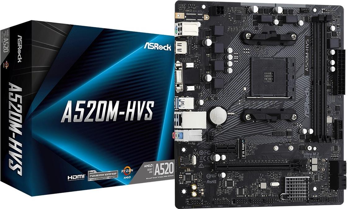 ASRock A520M-HVS Mainboard Micro ATX Sockel AM4 AMD A520