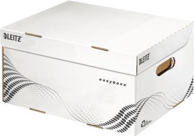 LEITZ Archiv-Klappdeckelbox easyboxx S, weiß 100% geriffelter Recyclingkarton, mit Automatik-Aufbau in - 1 Stück (6135-00-00)