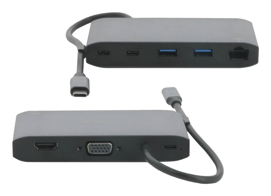 Mobilis 020027 USB-C Dockingstation 8-in-1 100W PD HDMI 4K VGA Grau