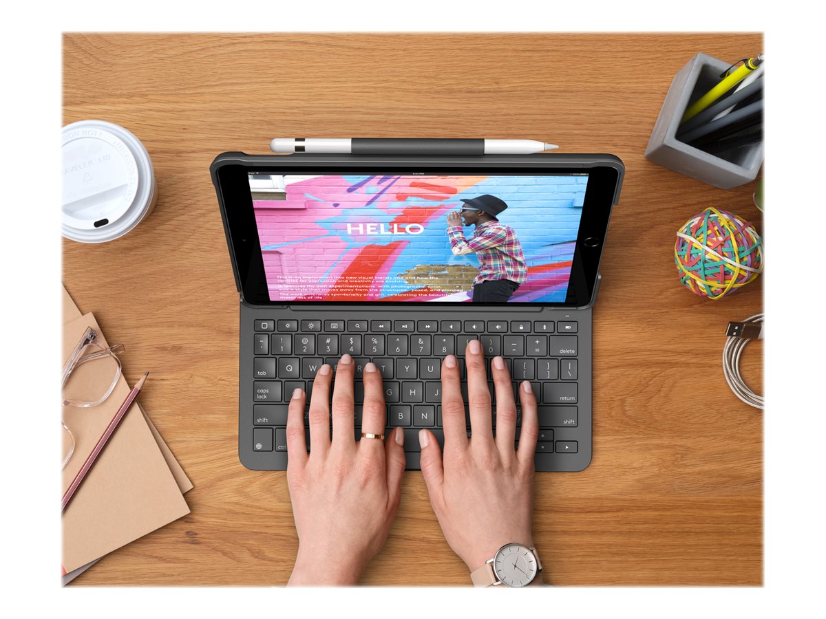 Logitech Slim Folio Tastatur und Foliohülle 10,2" QWERTZ Graphite