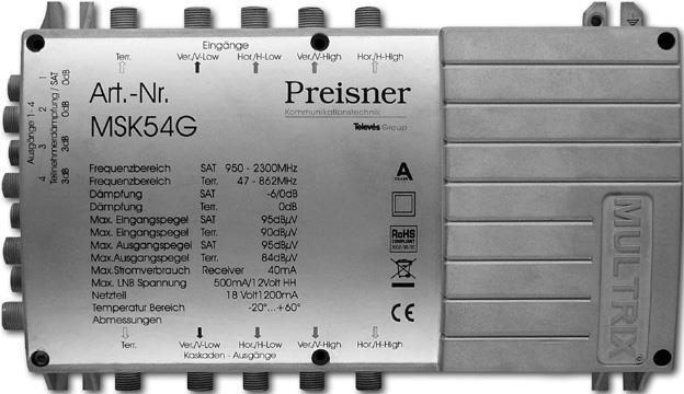 Televes MSK54G Kabel-Splitter-/Verbinder Grau Kabelspalter oder -kombinator (MSK54G)