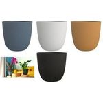 EDA Übertopf IRIS, Durchmesser: 137 mm, schwarz aus Kunststoff, für den Innenbereich geeignet, geriffelte - 1 Stück (013322 NO SX5)