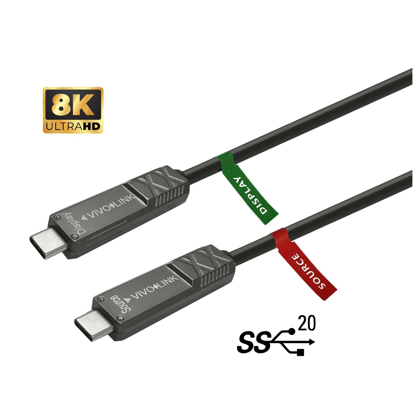 VivoLink PROUSBCMM10OP USB Typ-C-Kabel 10 m USB 3.2 Gen 2x2 Schwarz
