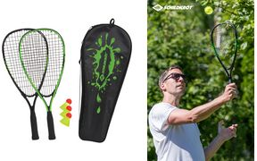 SCHILDKRÖT Speed Badminton Set, schwarz / grün 2 Speed Badminton Schläger, Länge: 545 mm, Gewicht: 165 g, - 1 Stück (970905)