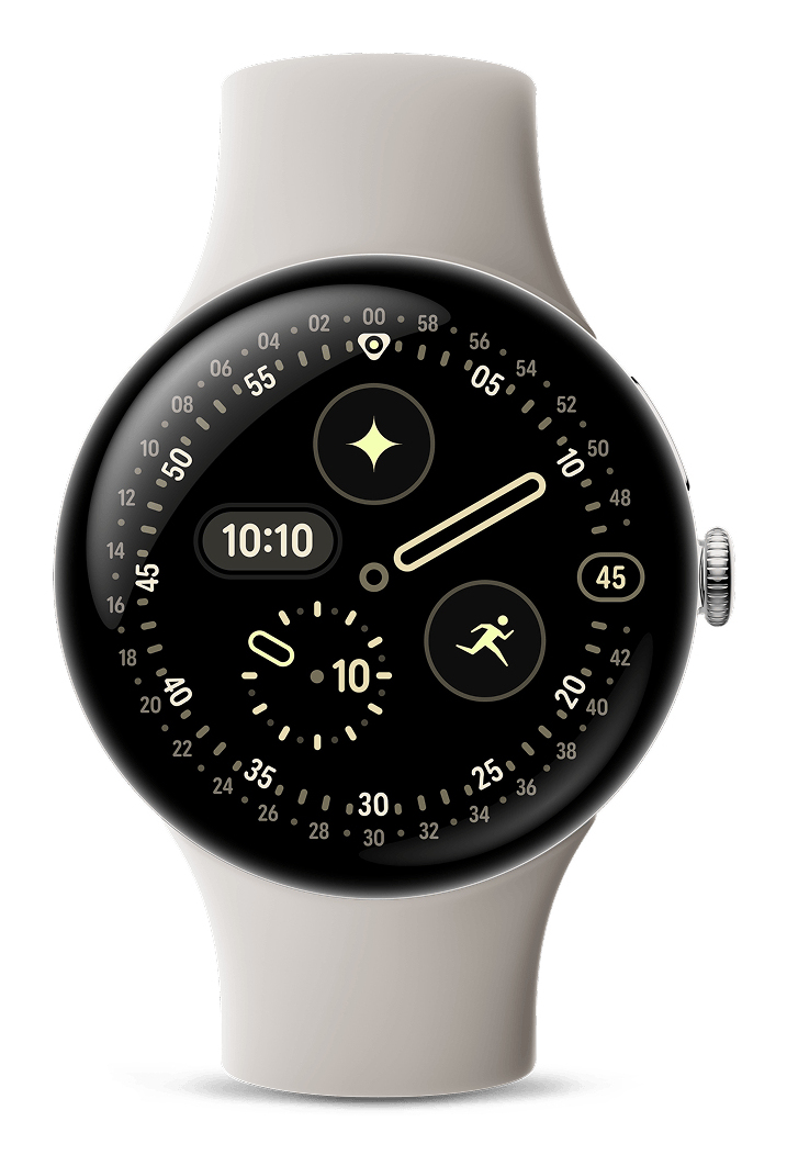 Google Pixel Watch 4 45 mm Aluminium Silber Porzellan