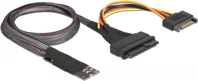 Delock 62984 Kabeladapter 67-pin M.2 Key M auf U.2 SFF-8639/SATA 15-pin 0,5 m Schwarz