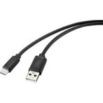 Renkforce USB-Kabel USB 2.0 USB-C™ Stecker, USB-A Stecker 1.00 m Schwarz mit antimikrobieller Oberfläche (RF-4699378)