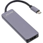 InLine® Multifunktions-Hub USB 3.2 Gen.1, 2x USB-A 5Gb/s + HDMI 4K/30Hz + Cardreader, Aluminium, grau (33271I)