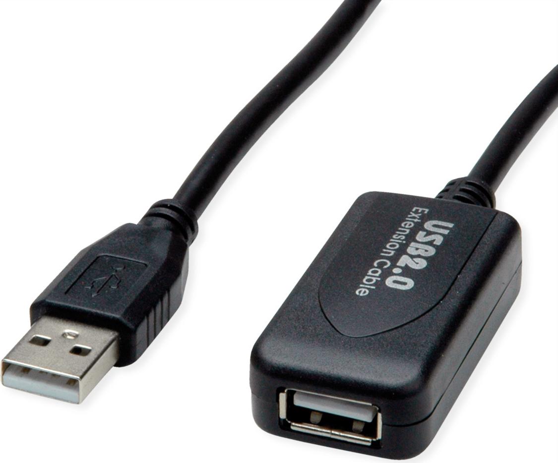 STANDARD USB 2.0 Verlängerung, aktiv, mit Repeater, schwarz, 15 m (S3116)