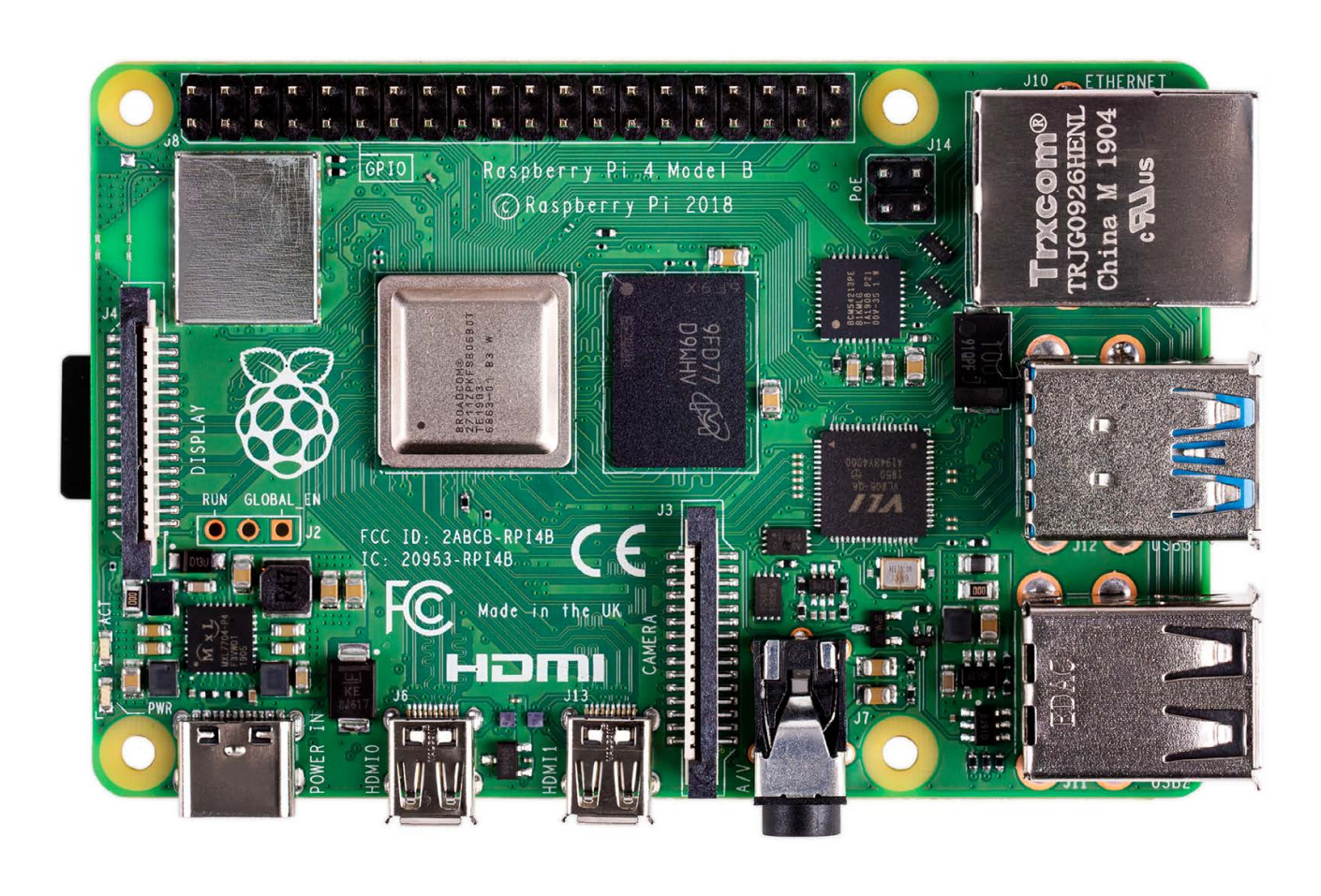 Raspberry Pi 4 Model B 4 GB RAM Einplatinenrechner Grün