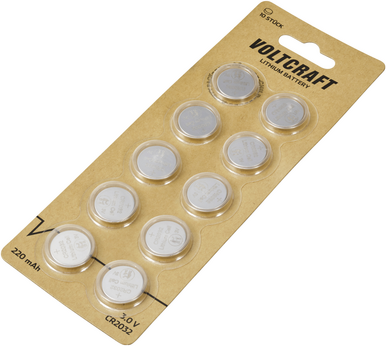 Voltcraft Knopfzelle CR 2032 3 V 10 St. 220 mAh Lithium VC-16107995 (VC-16107995)