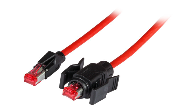 EFB-Elektronik Hirose TM21 RJ45 Patchkabel Cat.6A S/FTP 5 m Rot