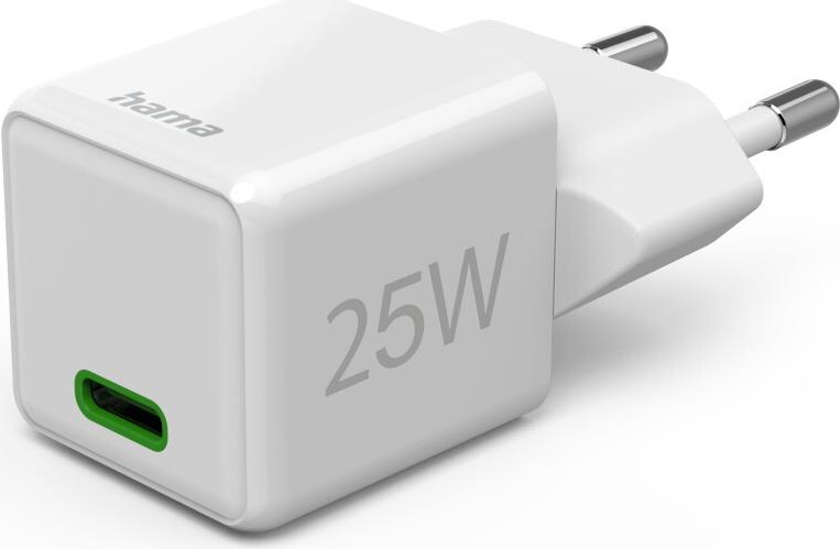 Hama Schnellladegerät, USB-C, PD/Qualcomm®, Super-Mini-Charger, 25 W, Weiß (00201981)