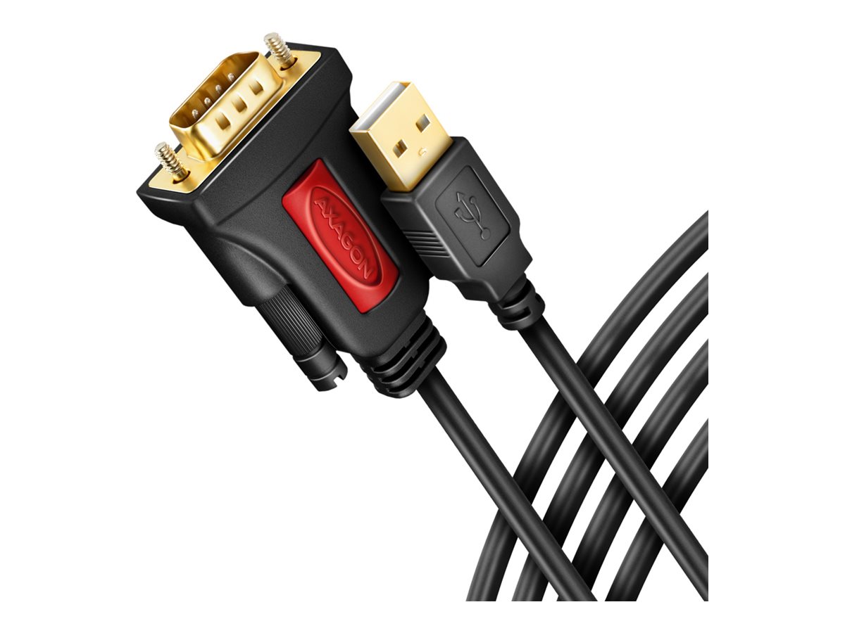 AXAGON ADS-1PSN USB-A auf Seriell RS-232 DB-9 Adapterkabel 1,5 m Schwarz