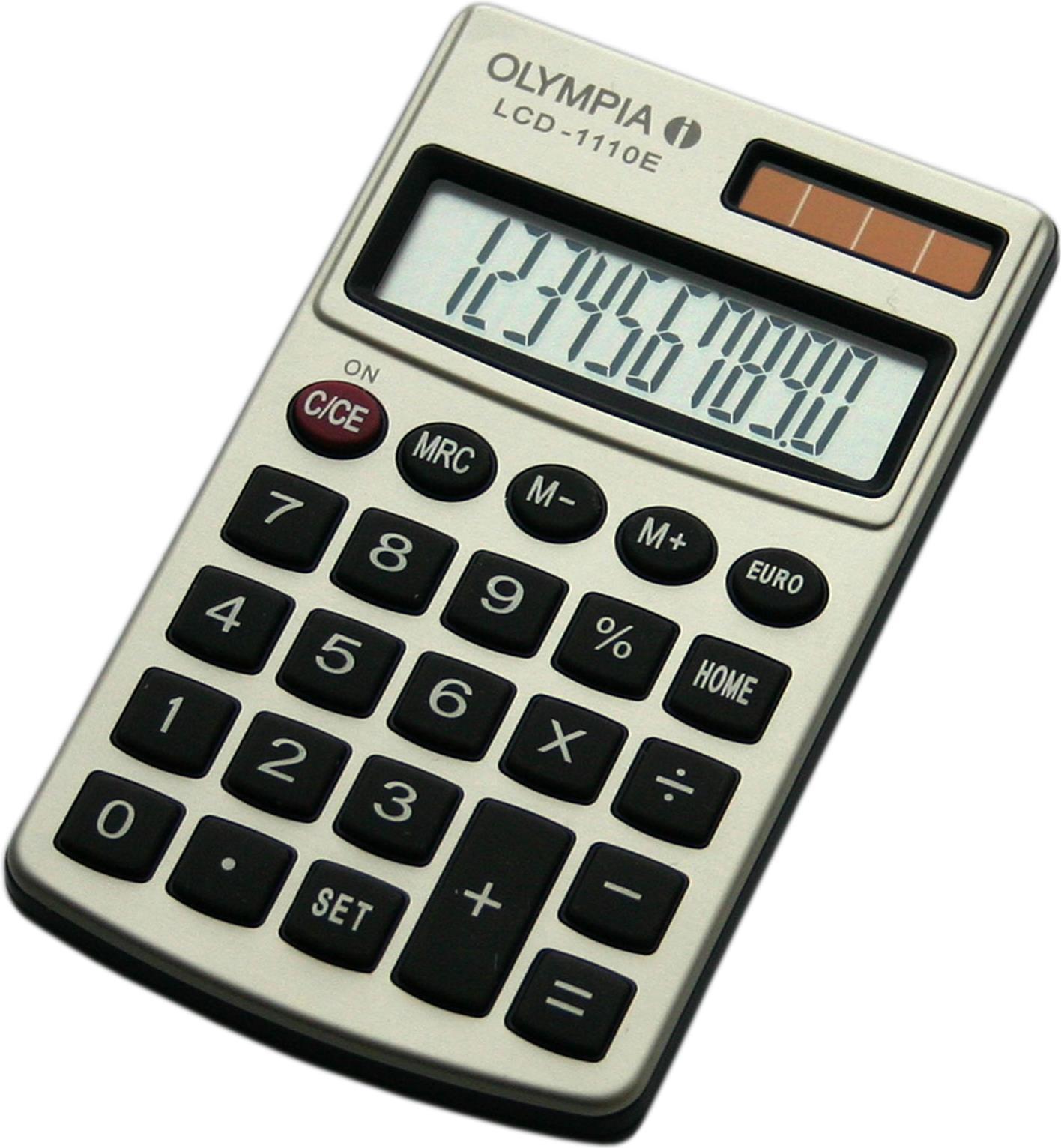 OLYMPIA LCD-1110E Taschenrechner weiss 1zeilig 10Stellen-Display Wurzel Prozent GT Speicherfunktion Batterie-Solar-Betrieb (941901004)