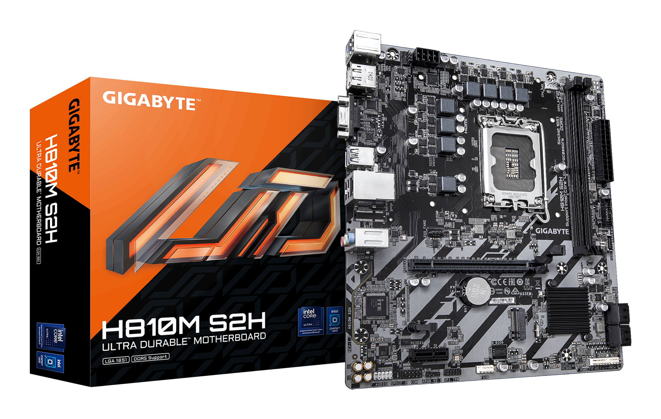 Gigabyte H810M S2H Mainboard LGA1851 Intel H810 Micro ATX DDR5 Dark Brown
