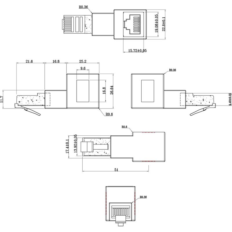 INLINE Netzwerkadapter RJ-45 W gerade zu RJ-45 M nach unten 