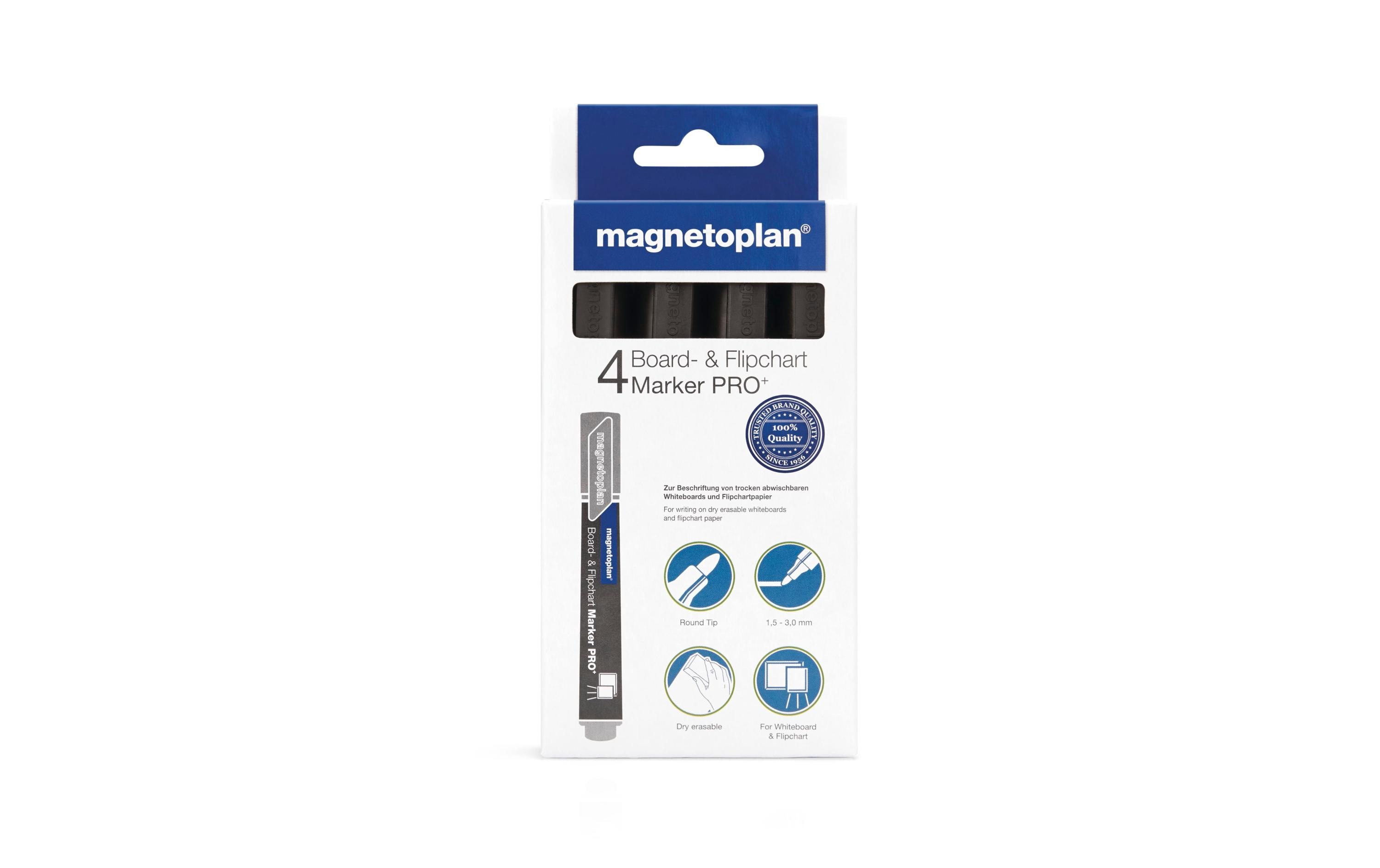 Magnetoplan Pro+ Flipchartmarker Rundspitze 3 mm 4 Stück Schwarz