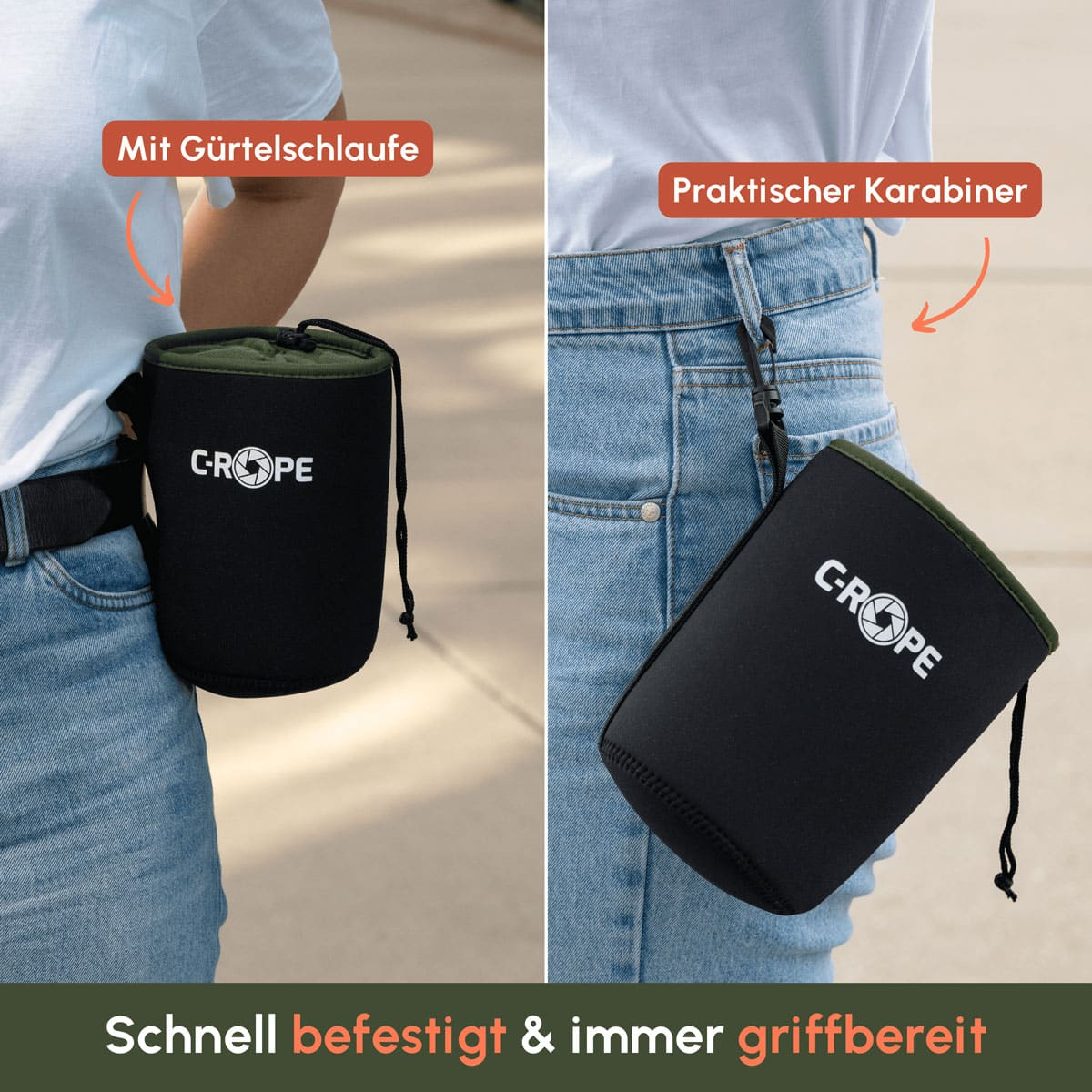 C-ROPE Objektivbeutel V2 Größe M 14x11cm Schwarz