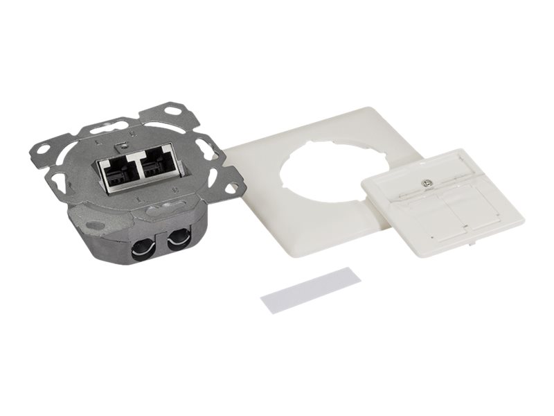 LogiLink Professional NP0128 Netzwerkdose Unterputz 2x RJ45 Cat.6A geschirmt Pure White, RAL 9010