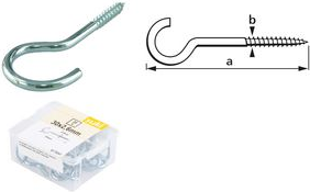 suki. Schraubhaken, gebogen, 60 x 3,3 mm, verzinkt, 20 Stück Stahl verzinkt, Holzgewinde, in Kunststoffdose - 1 Stück (6175044)