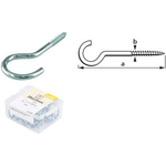 suki. Schraubhaken, gebogen, 60 x 3,3 mm, verzinkt, 20 Stück Stahl verzinkt, Holzgewinde, in Kunststoffdose - 1 Stück (6175044)