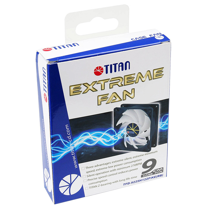 TITAN TFD-9525H12ZP/KE(RB) 9,5 cm Ventilator Schwarz, Weiß