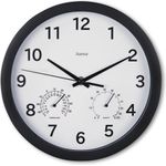 Hama Wanduhr Malta O 25 cm mit Thermo-/Hygrometer geräuscharm Schwarz (00185868)
