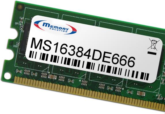 Memory Solution MS16384DE666. Komponente für: PC / Server, RAM-Speicher: 16 GB, Speicherlayout (Module x Größe): 1 x 16 GB, Produktfarbe: Schwarz, Gold, Grün (MS16384DE666)