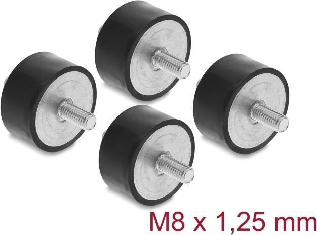 Delock Vibrationsdämpfer M8 x 1,25 mm D 40 x H 20 mm mit 2 x Außengewinde 4 Stück schwarz (60817)