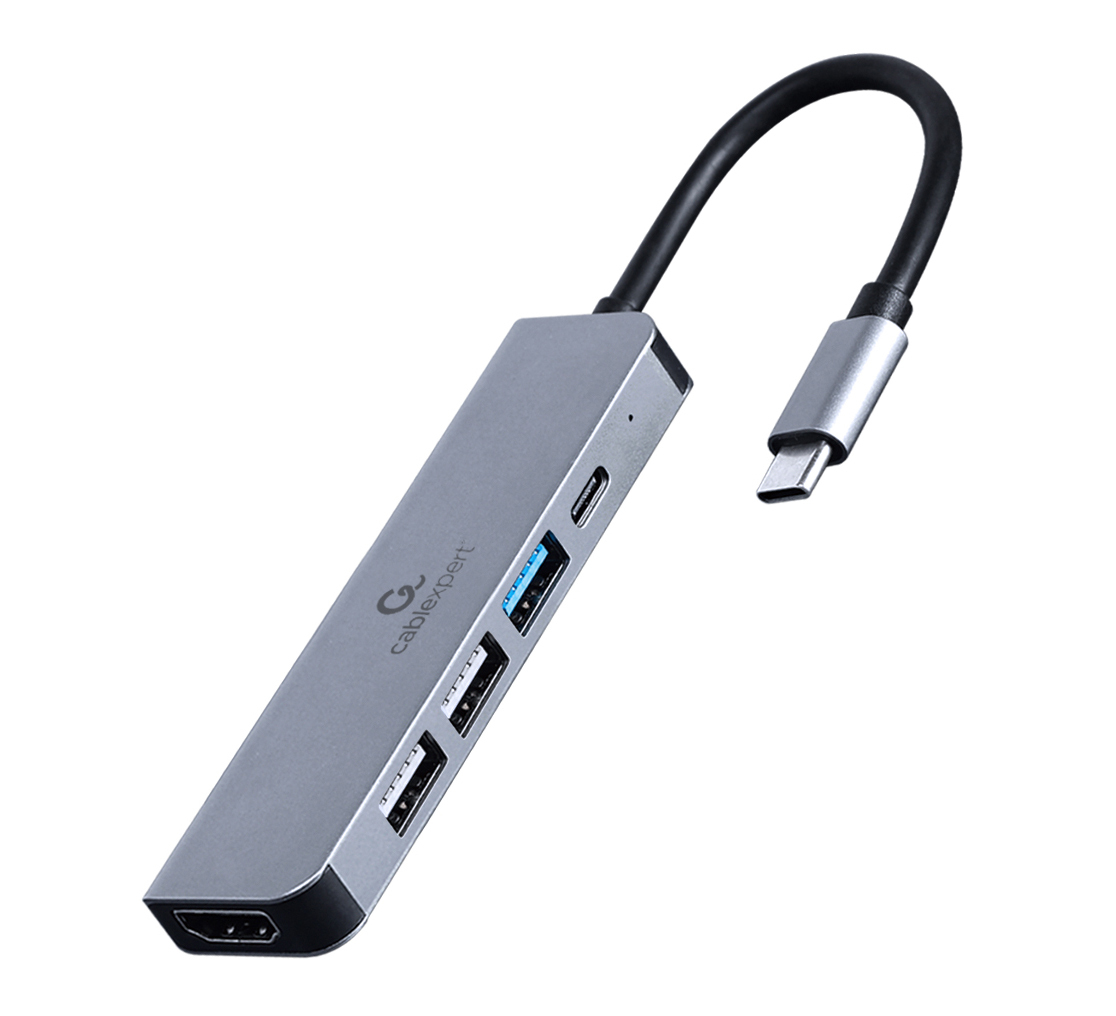 Gembird Cablexpert A-CM-COMBO5-03 Dockingstation USB-C 3.1 HDMI Silber