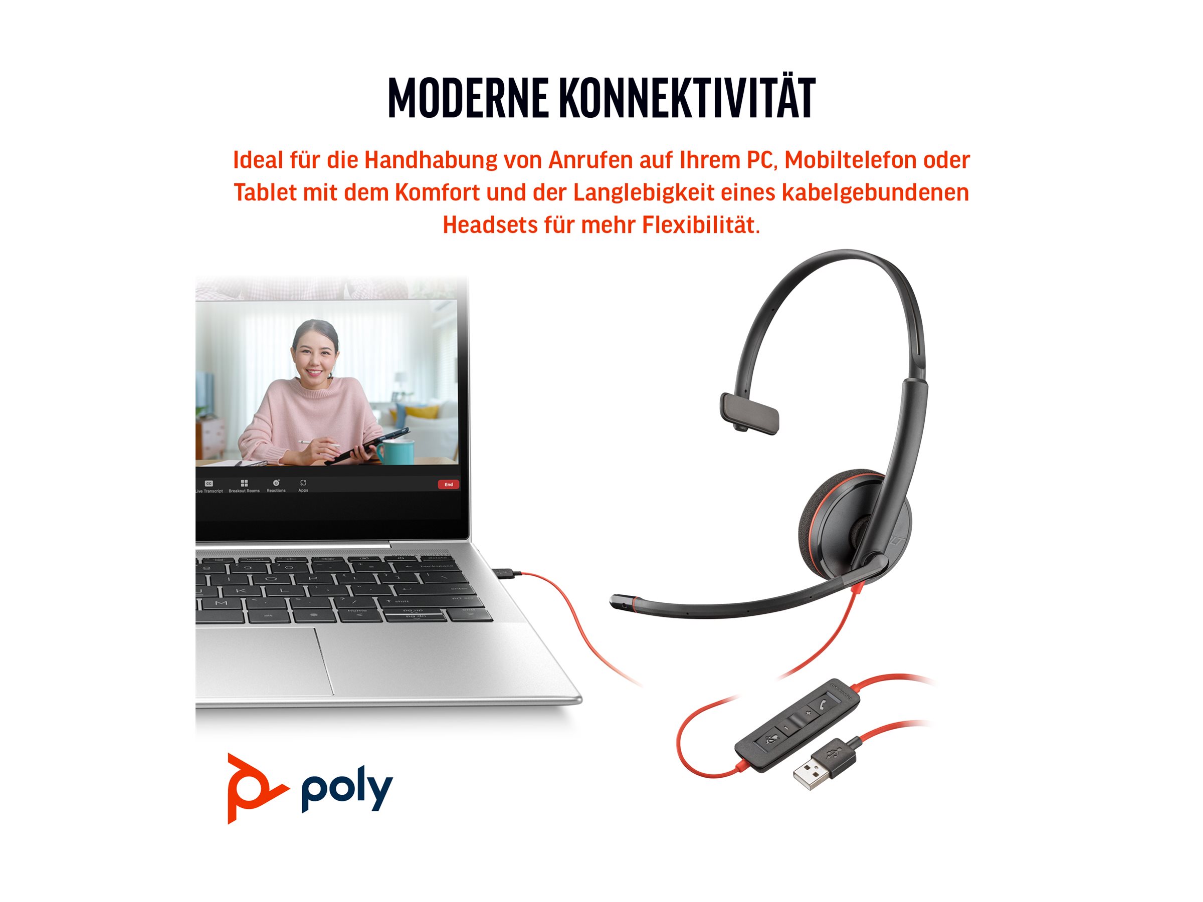 HP Blackwire 3210 Monophon USB-C Headset Schwarz