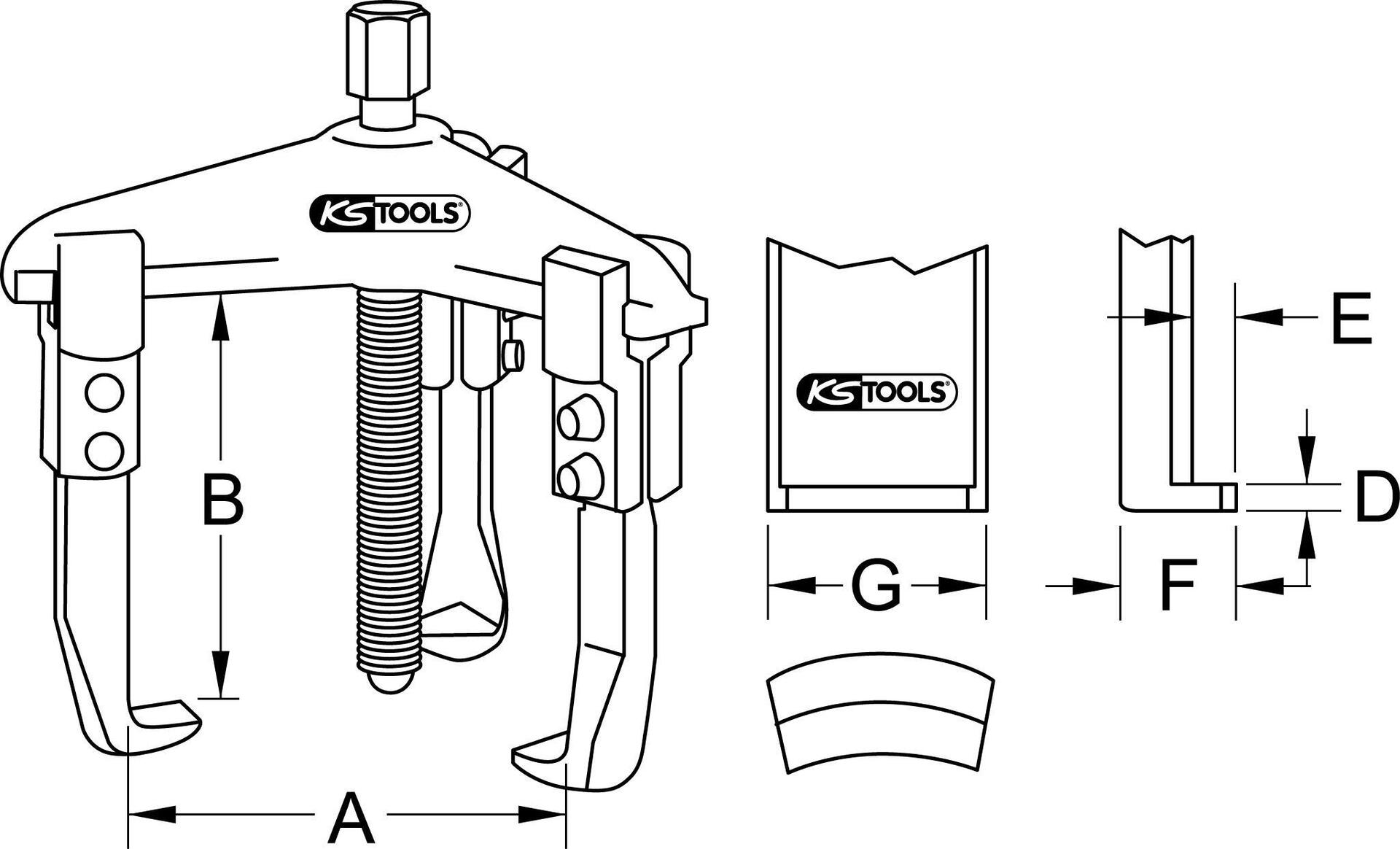KS TOOLS Hydraulischer Schnellspann-Universal-Abzieher, 50-200mm (630.1902)