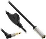 InLine® Slim Audio Kabel Klinke 3,5mm ST gewinkelt / BU, mit Lautstärkeregler, 0,25m (99253C)