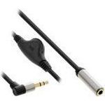 InLine® Slim Audio Kabel Klinke 3,5mm ST gewinkelt / BU, mit Lautstärkeregler, 0,25m (99253C)