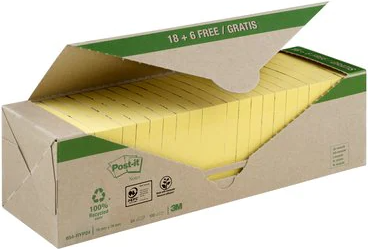 3M Post-it Klebezettel Quadratisch Gelb 100 Blätter Selbstklebend (654-RYP24)