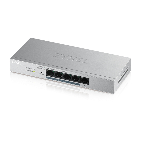 Zyxel GS1200-5HP v2 5-Port Gigabit PoE+ Switch Grau