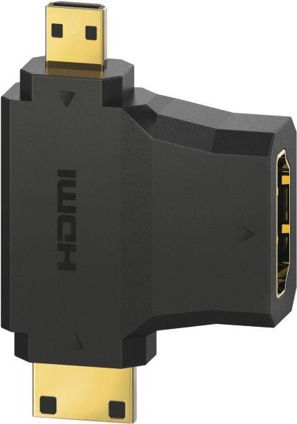 Hama Classic Line HDMI™-Adapter, Typ-A-Kupplung - Typ C (Mini)-/D (Micro)-Stecker, vergoldet (00305020)