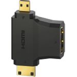 Hama Classic Line HDMI™-Adapter, Typ-A-Kupplung - Typ C (Mini)-/D (Micro)-Stecker, vergoldet (00305020)