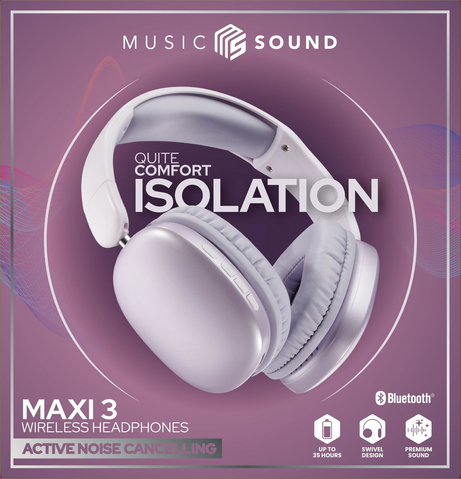 Cellularline Music & Sound MAXI 3 Bluetooth Over-Ear Kopfhörer ANC Purple
