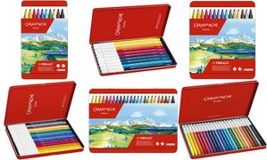 CARAN D'ACHE Fasermaler FIBRALO, 15er Metalletui Tinte auf Wasserbasis, leuchtende und transparente Farben, - 1 Stück (185.315)