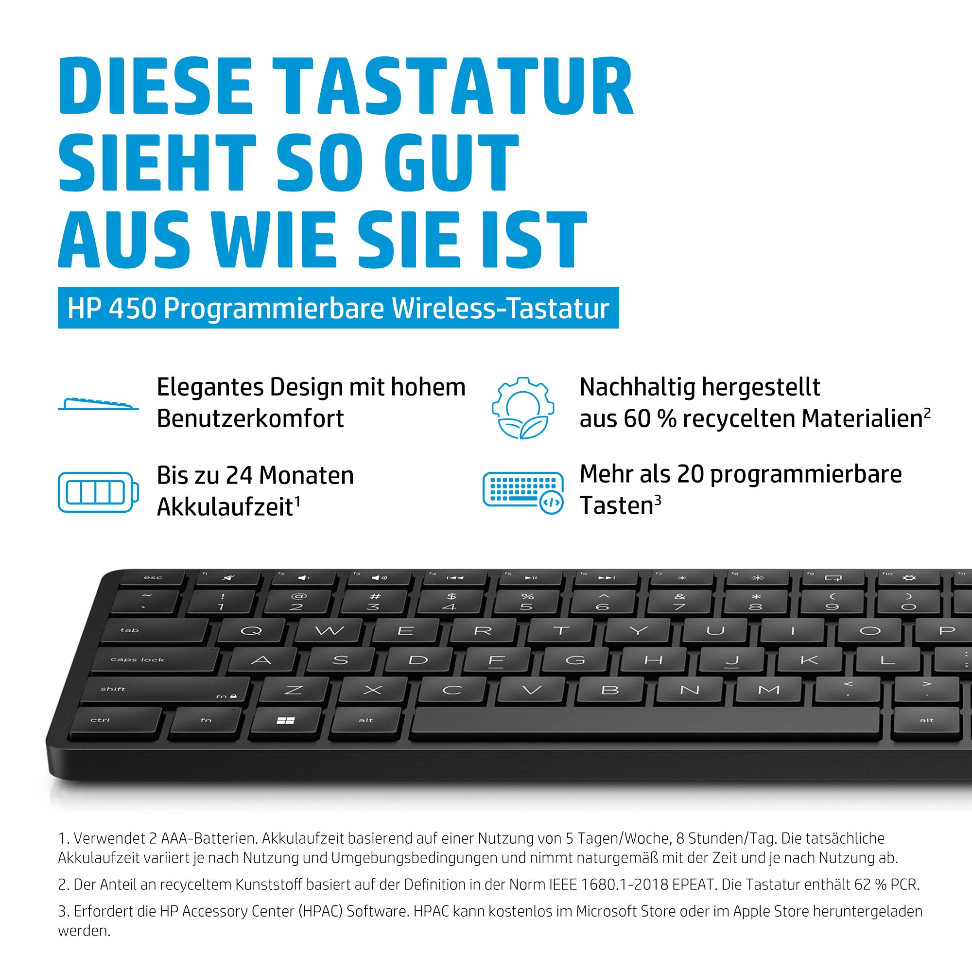 HP 450 Wireless Tastatur Schwarz