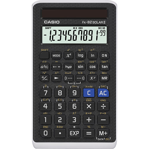 Casio FX-82 SOLAR II Wissenschaftlicher Taschenrechner 10 Stellen Solar Schwarz