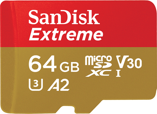 SanDisk micro SDXC karta 64GB Extreme Action Cams and Drones (170 MB/s Class 10, UHS-I U3 V30) + adaptér (SDSQXAH-064G-GN6AA)