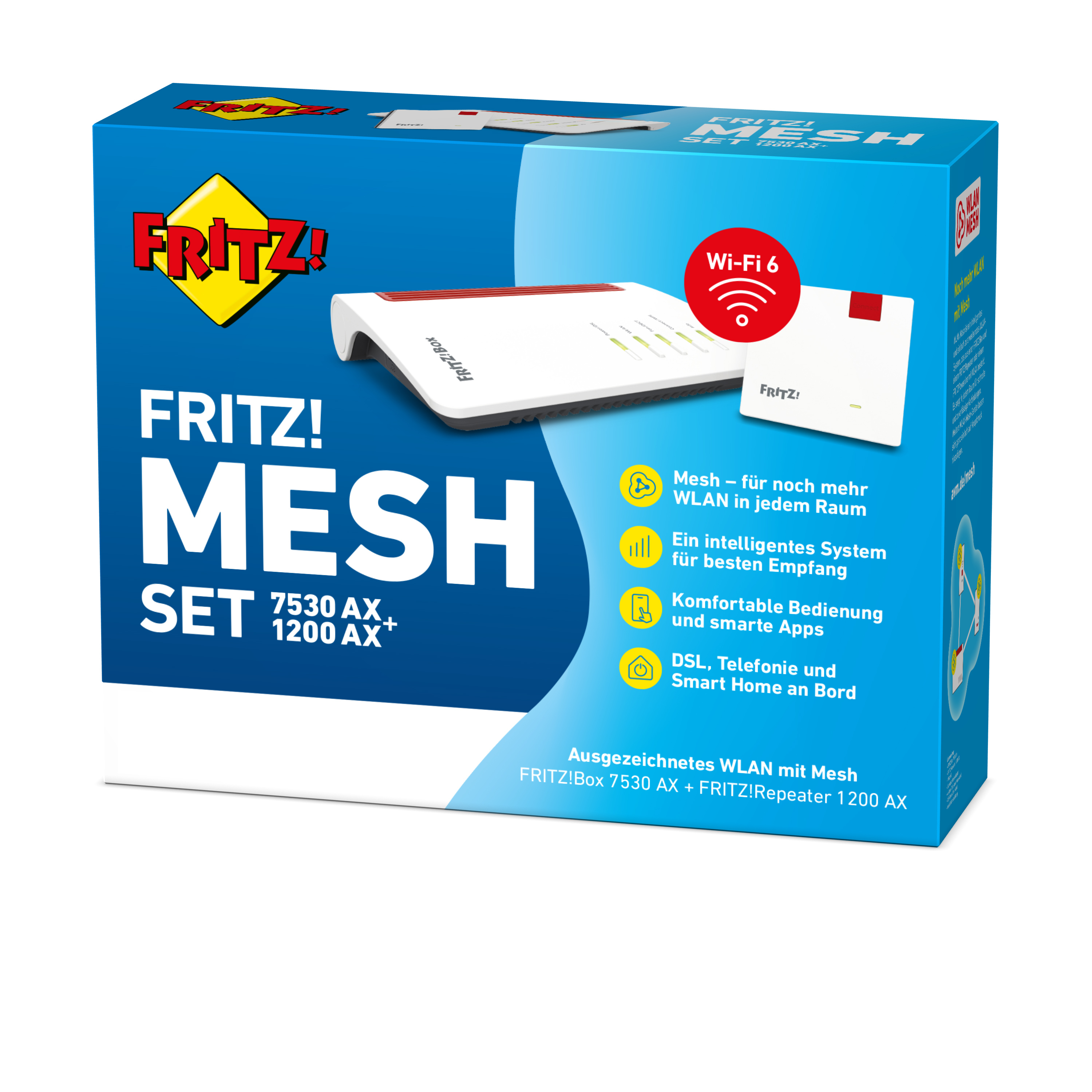 FRITZ! Mesh Set 7530 AX + 1200 AX Dual-Band Wi-Fi 6 2400 Mbit/s Rot, Weiß