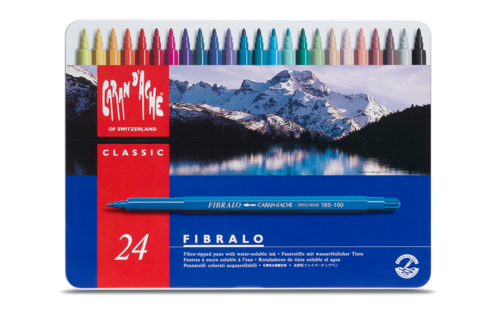 Caran d'Ache Fibralo Fasermaler 1.4 mm 24er Metallbox Mehrfarbig