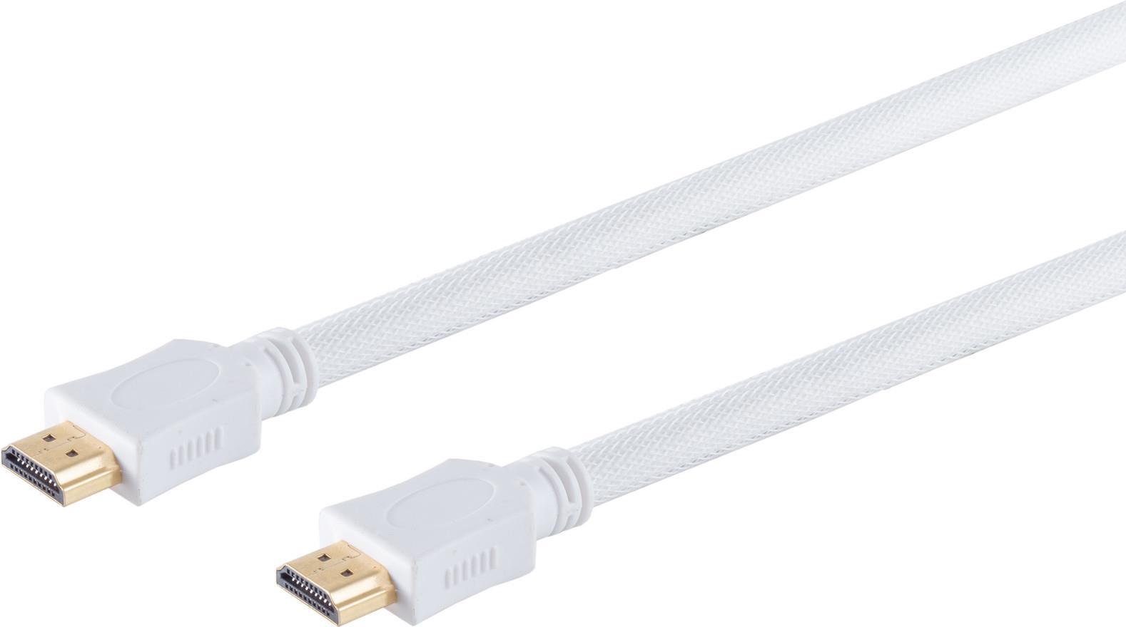 S/CONN maximum connectivity HDMI Anschlußkabel-HDMI A-Stecker auf HDMI A-Stecker, vergoldete Kontakte, ULTRA HD, 3D, HEAC, weiß mit weißen Low Density Nylon Mantel, 7,5m (77477-WLDN)